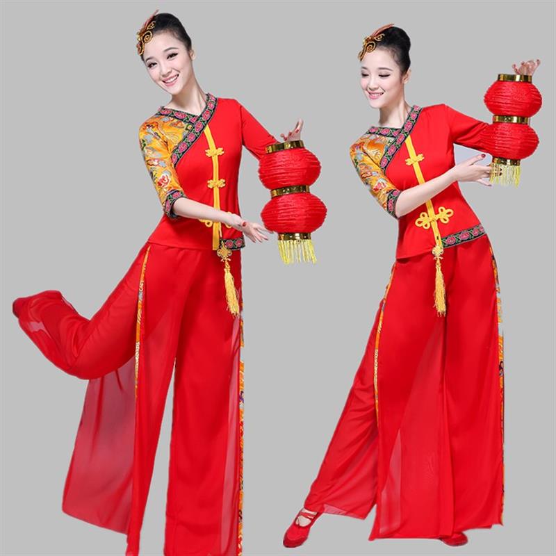 韩式打鼓扇子舞舞蹈演出服腰鼓女套装成人灯笼服中国风表演服装喜