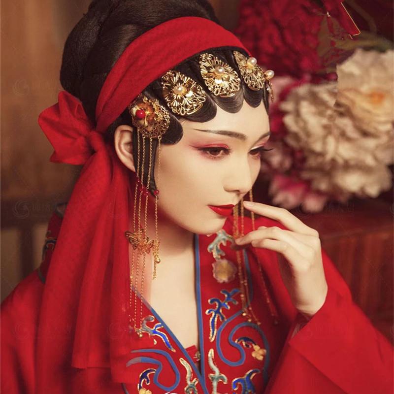 韩式中国风国潮女装摄影写真古装京剧戏服花旦女披青衣演出服贵妃