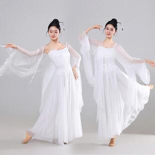 古典舞外披上衣仙气白色舞蹈纱衣飘逸长款开衫中国舞大摆裙演出服