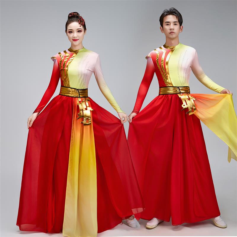 韩式新款中国风打鼓服男女开场腰鼓服古典舞秧歌服民族风喜庆舞锣