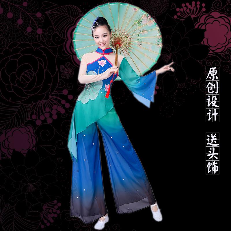 韩式古典舞秧歌舞演子中女伞舞咏荷舞蹈服装扇出舞飘化灵蛇羽逸服