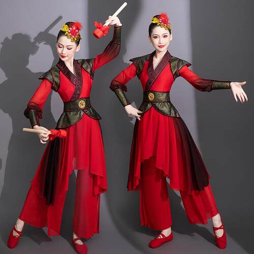 韩式打鼓服演出服水鼓中国服装威风锣鼓队腰鼓女舞蹈秧歌风侠客古