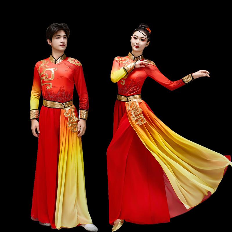 韩式舞款古服舞演出服男鼓中国风打鼓典喜庆飘逸开场舞腰女大鼓新