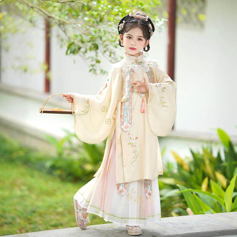 汉服女童明制儿童国风唐装云肩簪花女款古装2025春夏新款