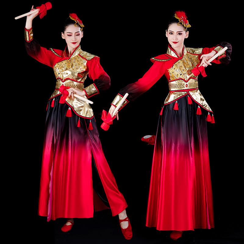 韩式扇子舞服演出服中国风舞蹈服现代打鼓水鼓威风腰鼓秧歌民族服