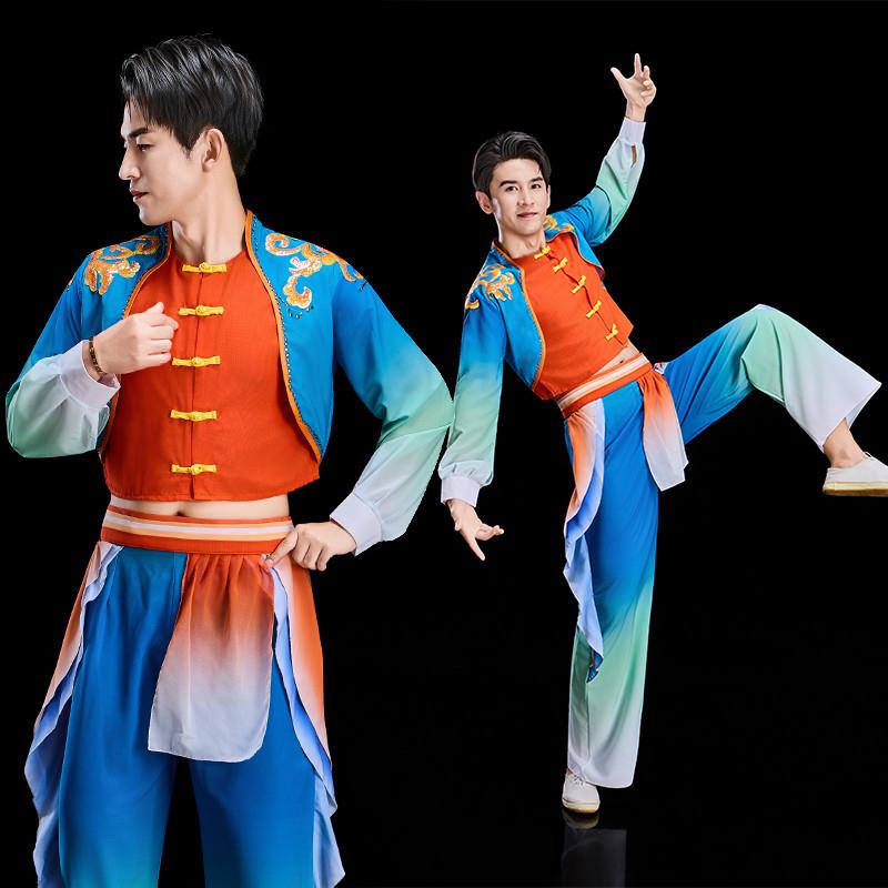 韩式新款民间风汉表演手绢舞男女灯演出服秧歌舞表演服花鼓同款中
