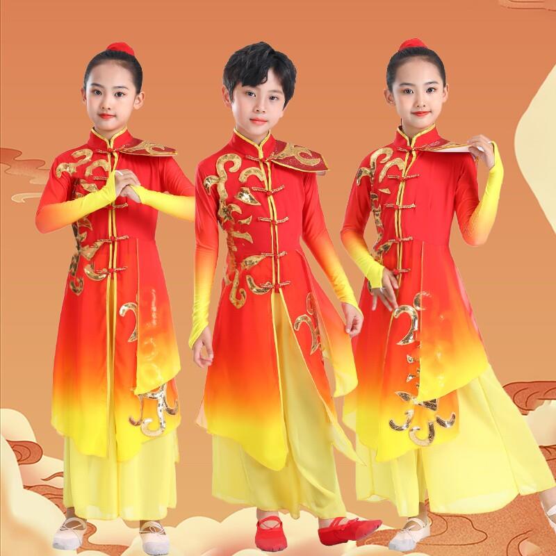 韩式中国演出服风女服打鼓志少年儿童舞蹈服装扇子舞书简舞腰鼓舞