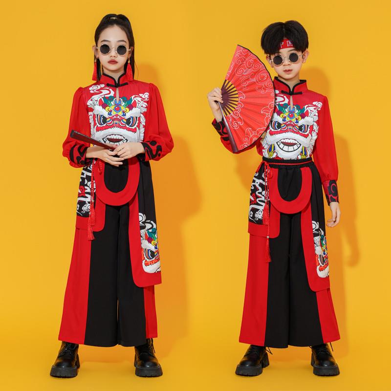 韩式服装儿童演出服打鼓风街舞扇子舞服国潮走秀中国古典表演演出