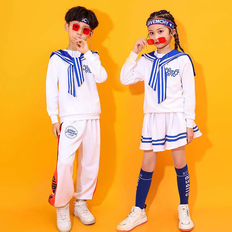 韩式幼儿园风国潮小学生运动会啦啦队海军风舞蹈表演服装儿童服演