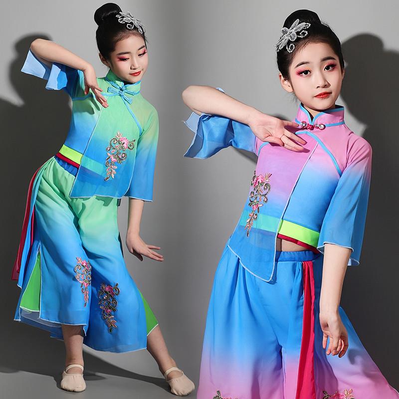 韩式秧歌渔梦渔阳舞蹈服装女童服中国风之舞六一儿童古典舞演出服