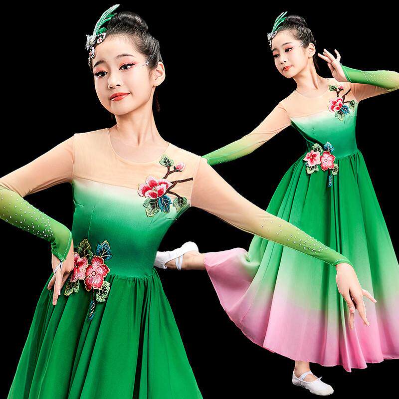 韩式儿童茉莉花古典舞秧歌舞蹈服装民族扇子舞套装女童飘逸艺考演