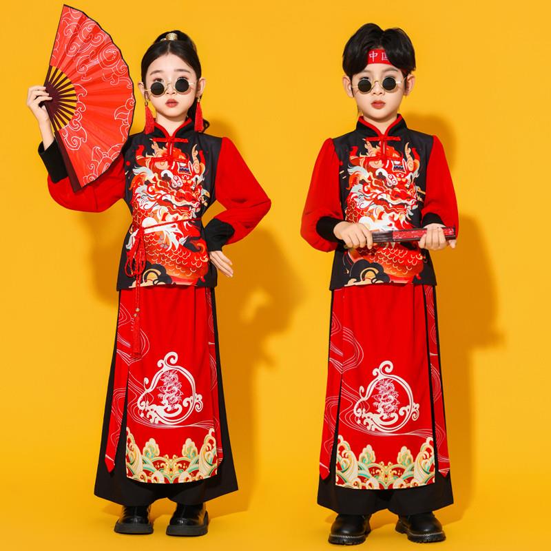 韩式元旦儿童风朗诵武术表演服中国演出服古典舞合唱走秀学生服装
