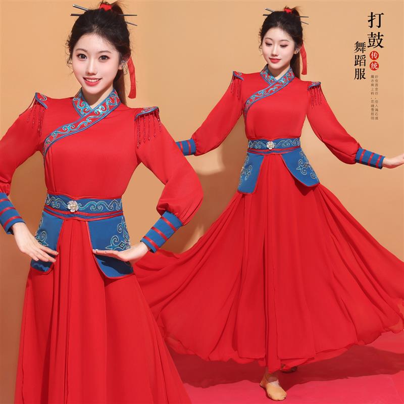 韩式新款腰鼓服秧歌服锣鼓队服装接亲团队服装广场打鼓套装舞服风