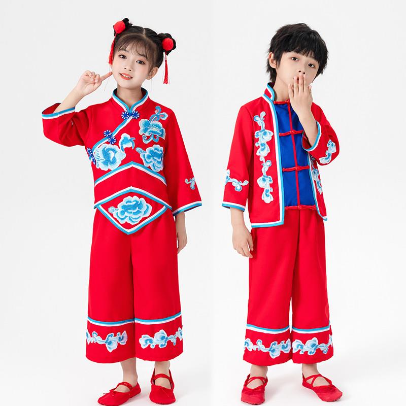 韩式儿童演出服安塞表演舞蹈服装陕北幼儿打腰鼓秧歌腰鼓舞龙灯笼