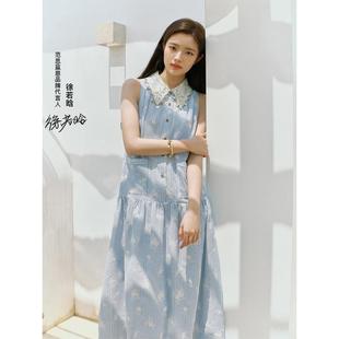 海边度假连衣裙女夏重工编织蓝色条纹2618