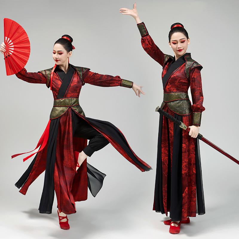 韩式打鼓服锣演出服女古装风舞蹈服腰鼓表演套装民族服装武侠中国