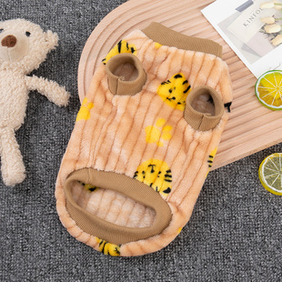 狗狗衣服秋冬装泰迪博美比熊小型犬猫咪宠物可牵引小老虎两脚绒衣