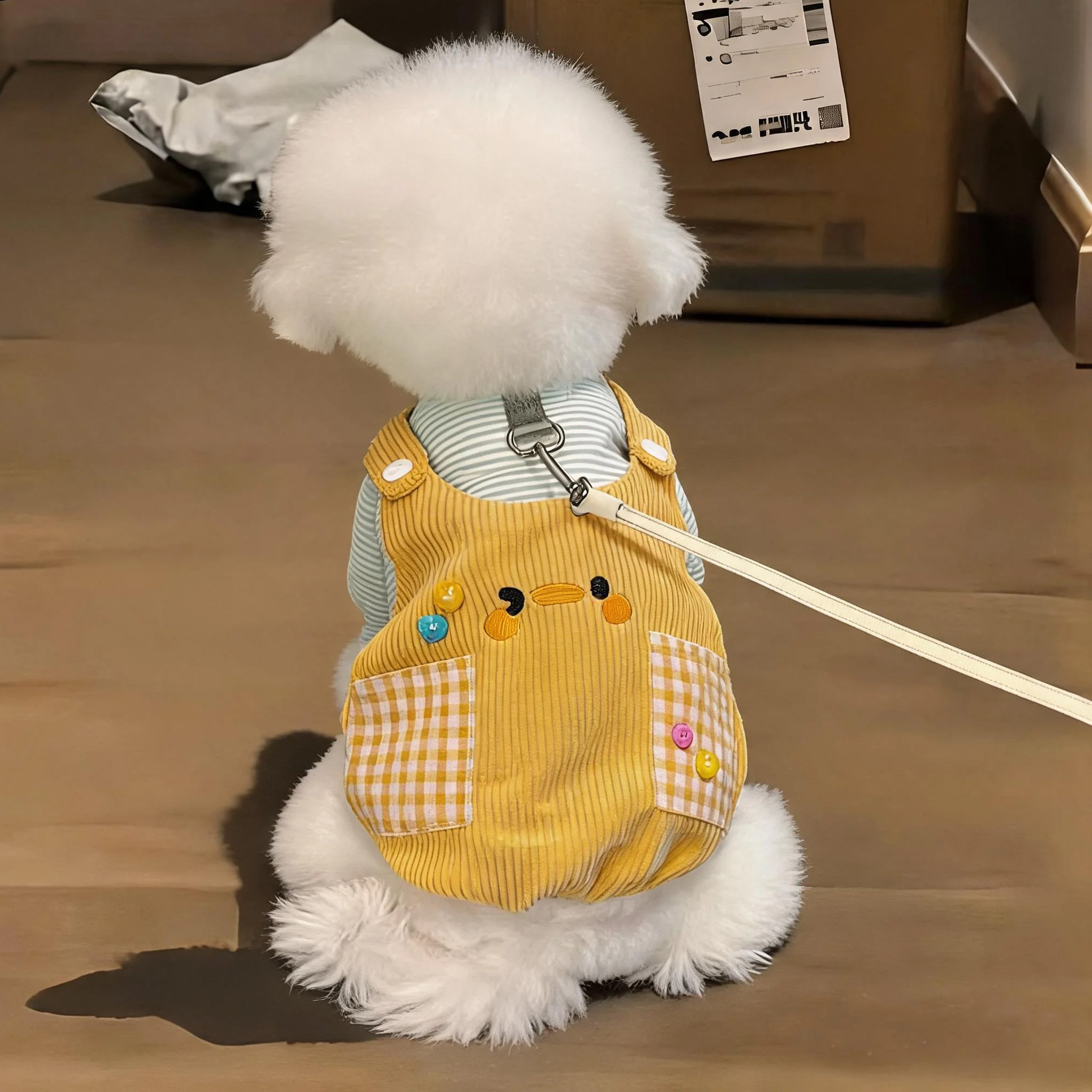 小狗狗衣服春秋薄款可牵引泰迪比熊小型幼犬保暖猫咪假两件打底衫图片