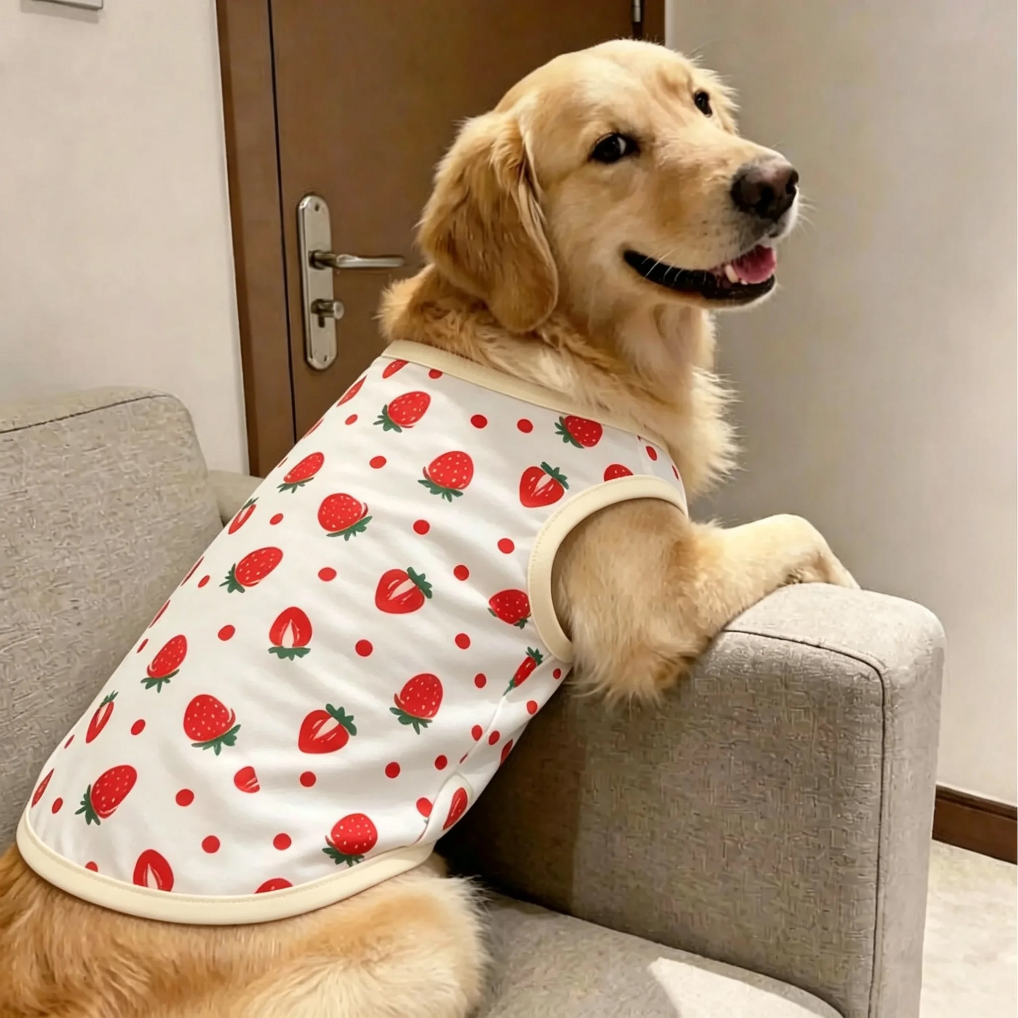 狗狗衣服夏季薄款大型犬宠物金毛柴犬拉布拉多萨摩耶大狗印花背心