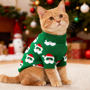 猫咪毛衣冬装德文猫金渐层布偶猫无毛猫缅因圣诞节狗狗保暖针织衫