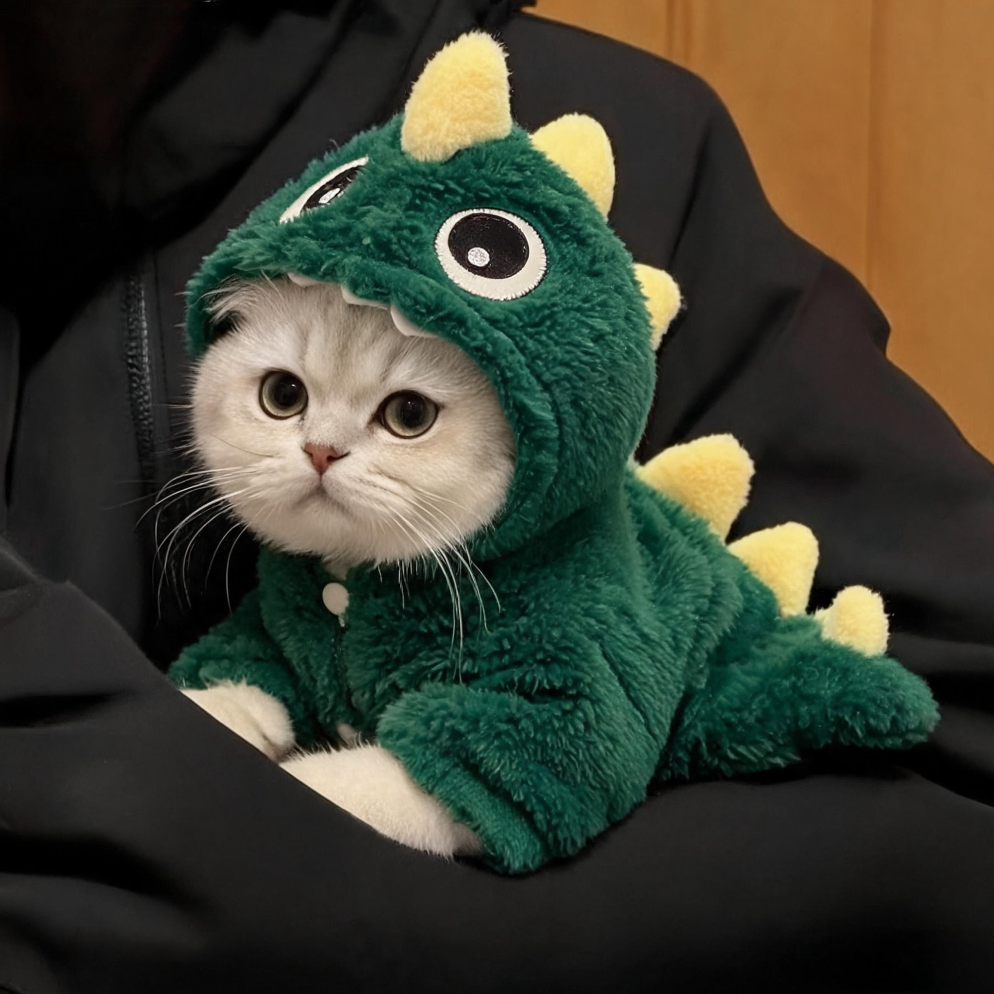 猫咪衣服恐龙变身装四脚衣秋冬保暖毛绒加厚布偶英短宠物狗狗衣服