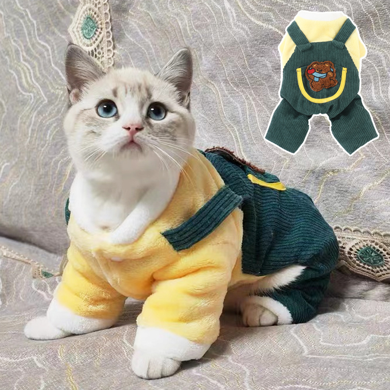 猫咪衣服秋冬装加厚四脚衣保暖防掉毛布偶英短蓝猫无毛猫狗狗棉衣