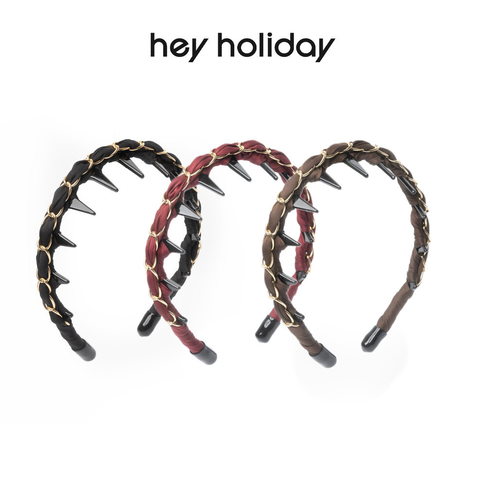 hey holiday链条缎面细款波浪发箍大齿防滑增高颅顶复古编织发饰图片