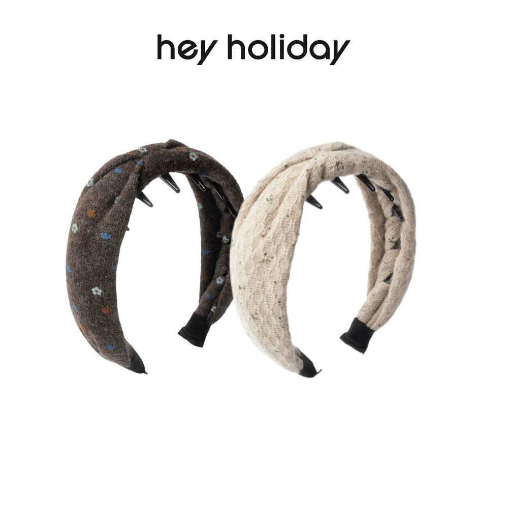 hey holiday秋冬复古压褶布艺碎花大齿发箍高颅顶束发气质百搭款