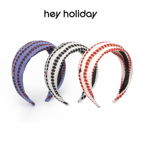 hey holiday格纹针织宽发箍秋冬垫高颅顶显脸小防滑齿通勤头箍