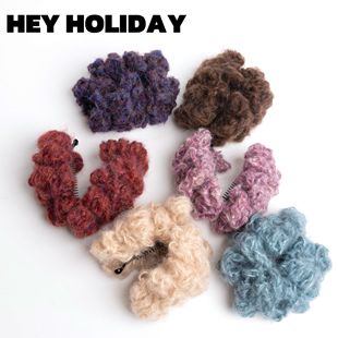 秋冬毛线钩织香蕉夹甜美气质少女发夹百搭简约彩色可爱网红抓夹