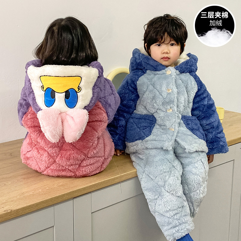 儿童睡衣冬季加厚款加三层