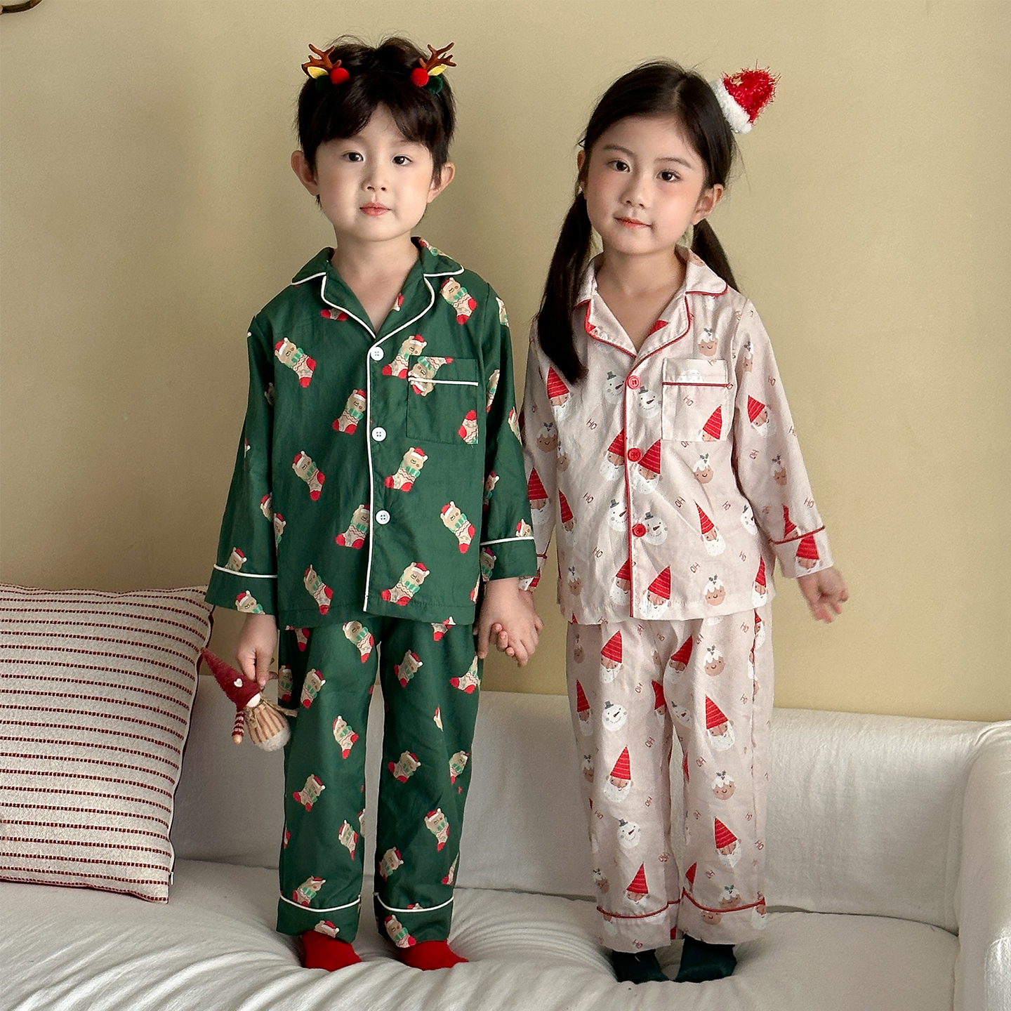 男女童新款纯棉圣诞家居服睡衣