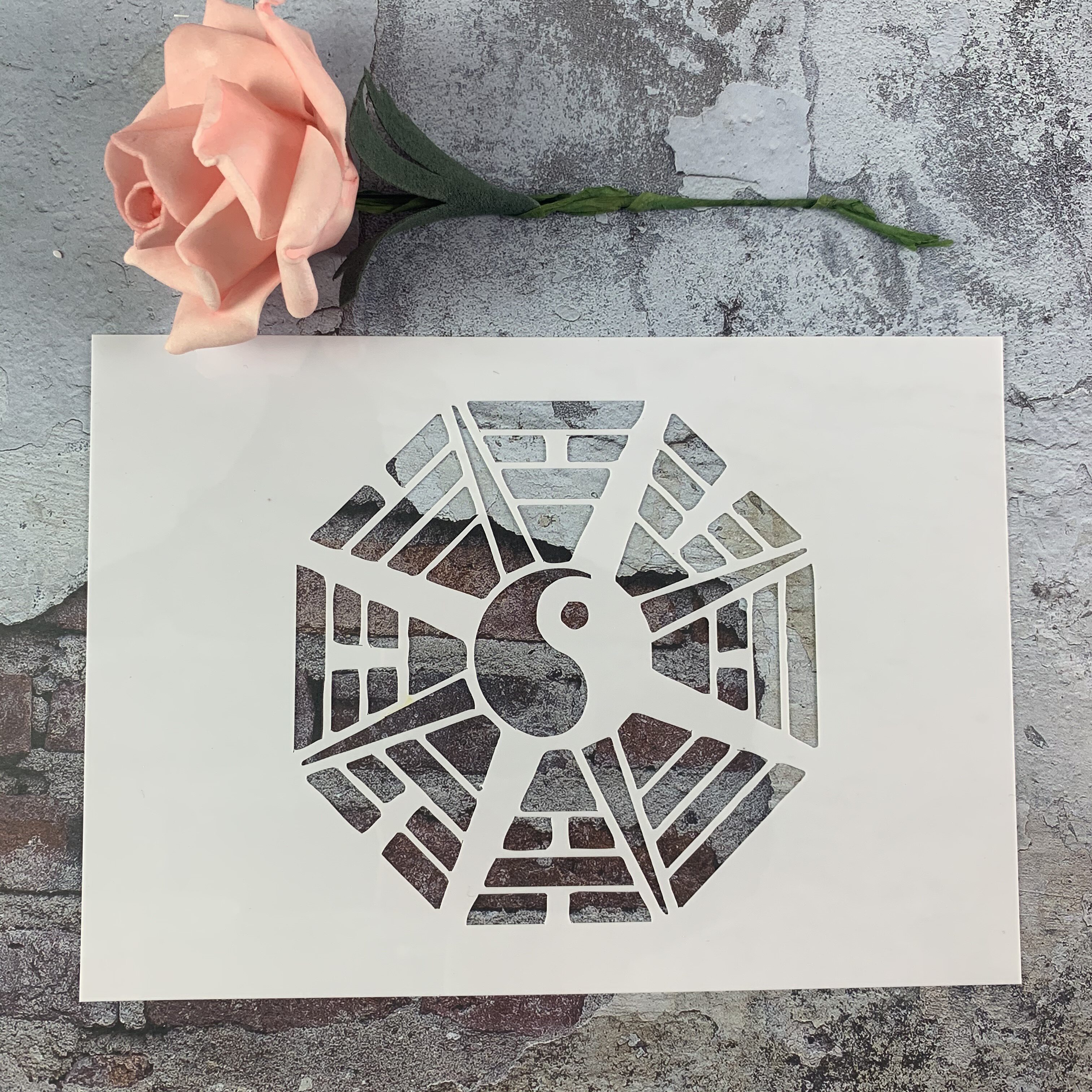 阴阳八卦阵 黑板漆手绘diy镂空模板街头喷漆卡通喷绘图案遮蔽板涂