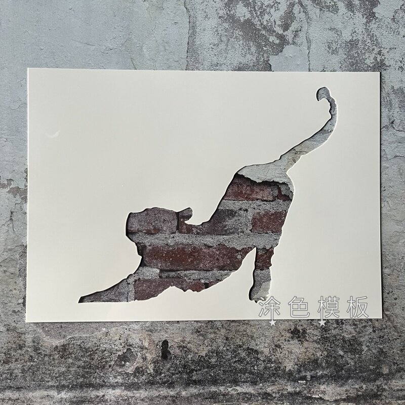 伸懒腰的猫 卡通动画可爱图镂空模板涂鸦绘画DIY街头喷漆拓印墙绘