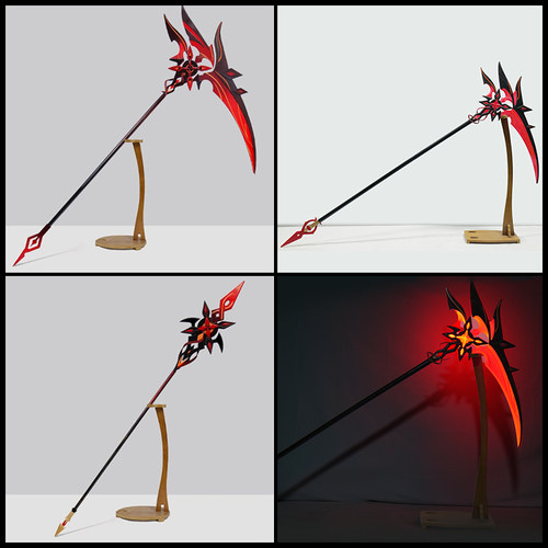 可发光 原神 仆人 阿蕾奇诺cos道具服 武器镰刀长矛 赤月之形专武