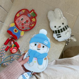 宏界 创意推拉镜面可爱雪人米菲兔摇摇乐适用苹果17ProMax手机壳iphone15新款16pro亚克力14pro防摔13保护套