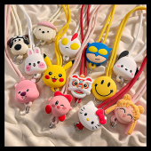 硅胶立体可爱超萌挂件ins网红女款 醒狮KT动感超人趣味动漫卡通手机挂绳挂脖防丢手机壳通用长款 创意个性 宏界