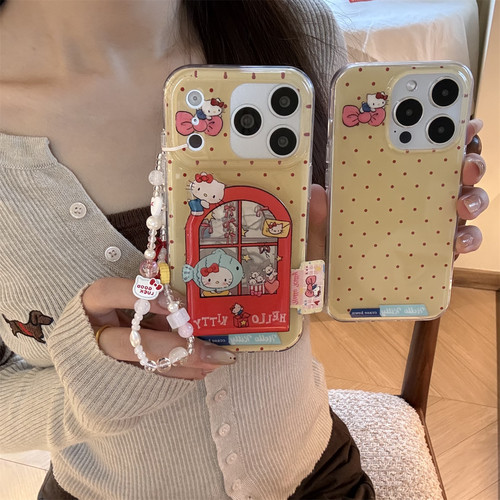 宏界 简约波点可爱小丑鱼猫咪翻盖镜面适用苹果17ProMax手机壳iphone15新款16pro硅胶14pro防摔保护套