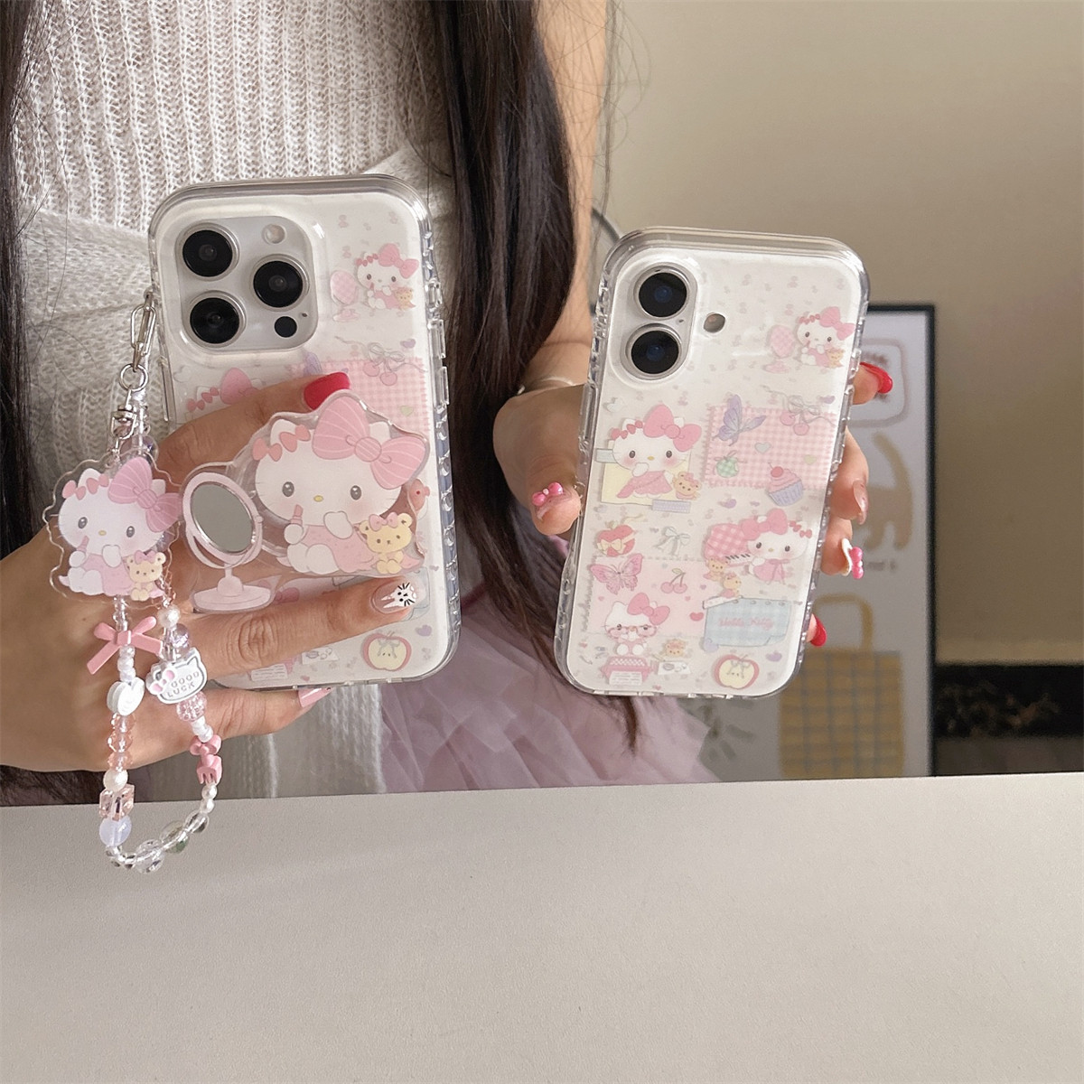 宏界 日韩可爱弹钢琴化妆Kitty猫支架适用苹果16promax手机壳iphone15新款13pro硅胶16女款14pro防摔保护套,3C数码配件,手机保护套/壳,淘宝优惠券,粉丝福利购,淘宝优惠卷