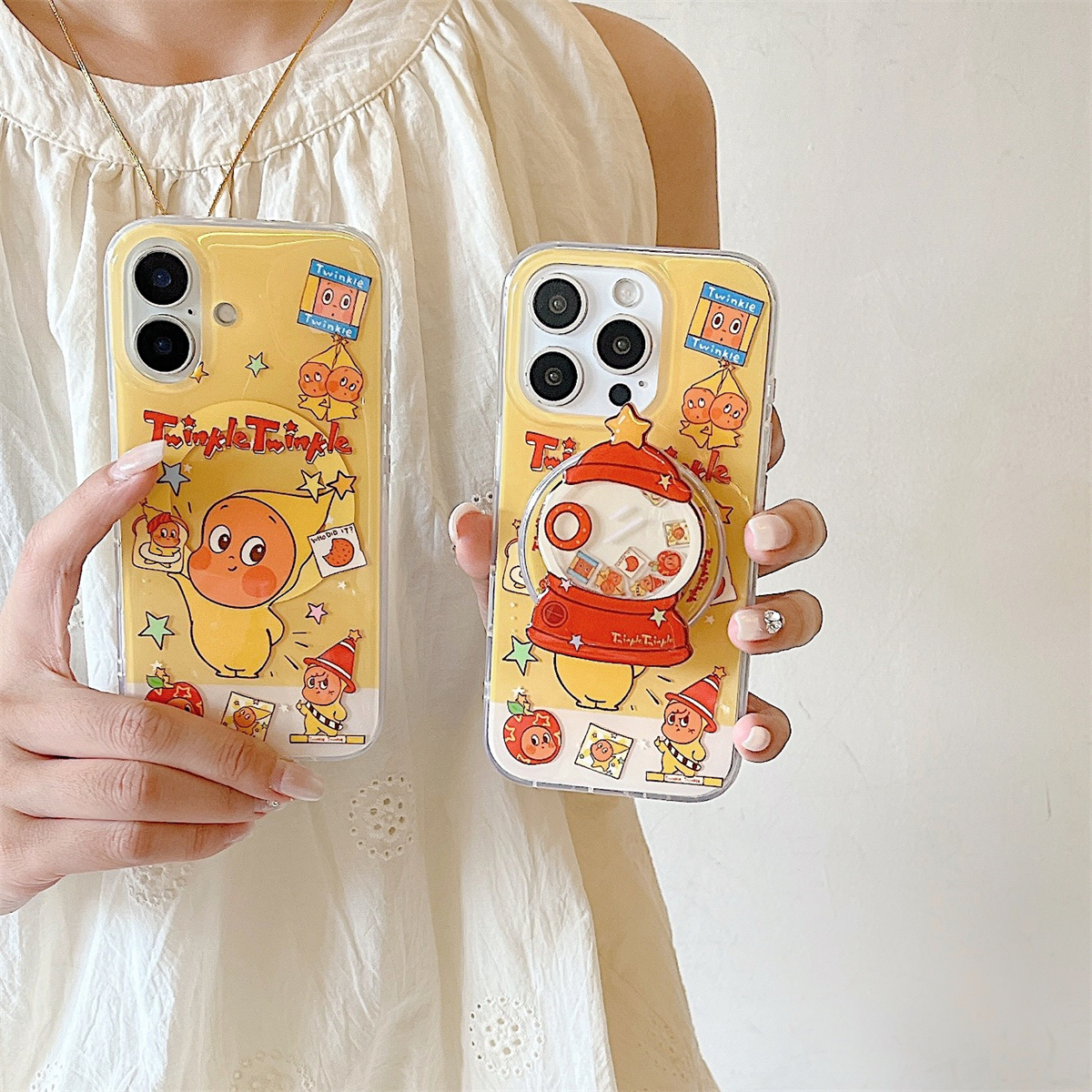 宏界 日韩可爱黄色星星小人摇摇乐适用苹果16promax手机壳iphone15新款13pro硅胶16pro磁吸壳14pro防摔保护套