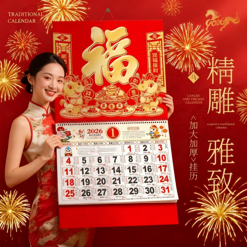 2026年挂历新款日历马年日历国风