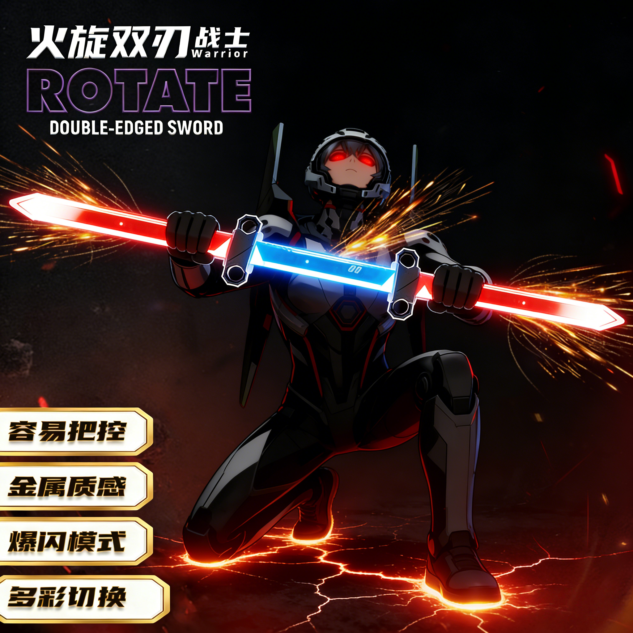 对插伸缩光剑双刀流光伸缩激光剑双刃甩动点亮男孩子儿童发光玩具