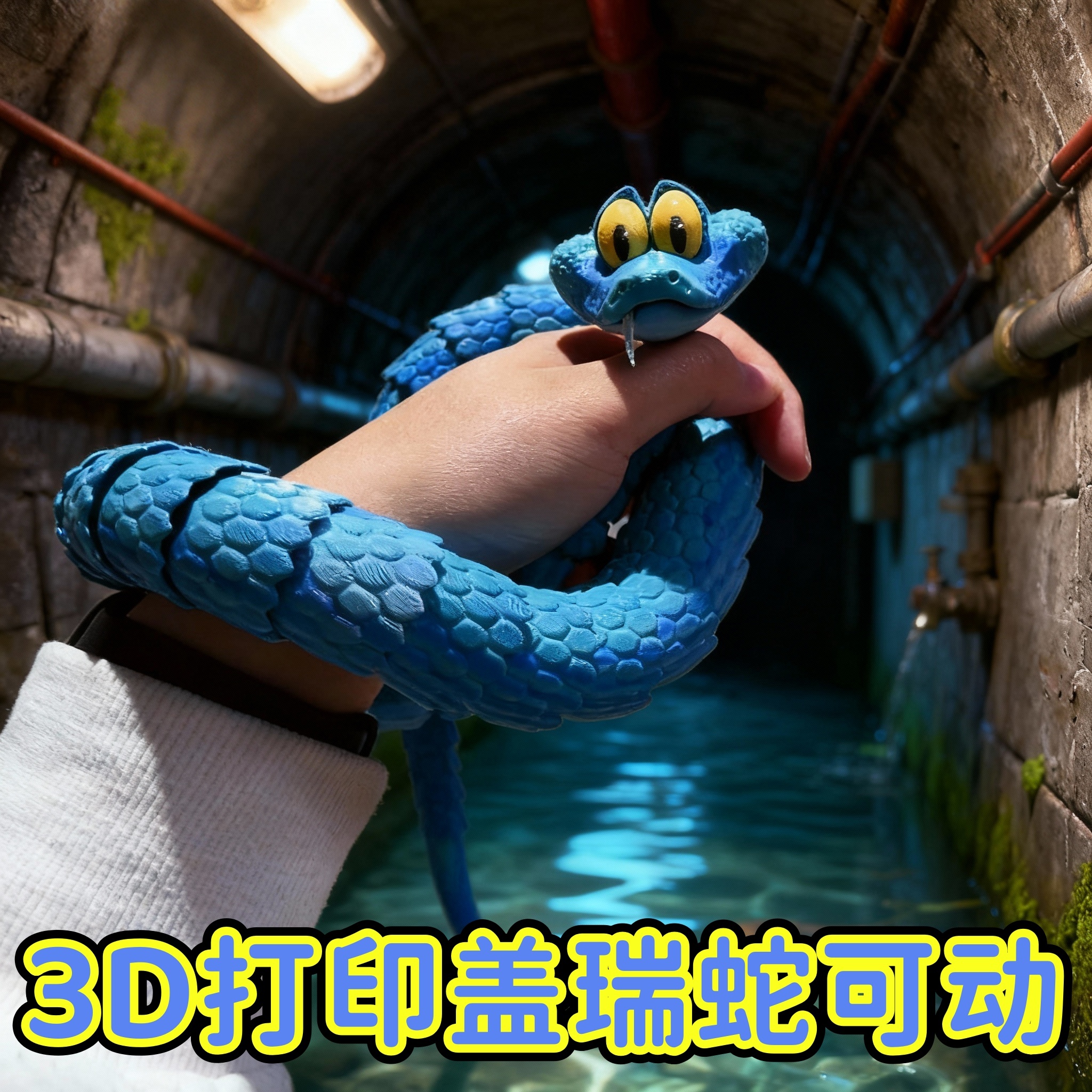 新款3d打印盖瑞一条蛇模型儿童桌面摆件玩具疯狂动物城2周边手办