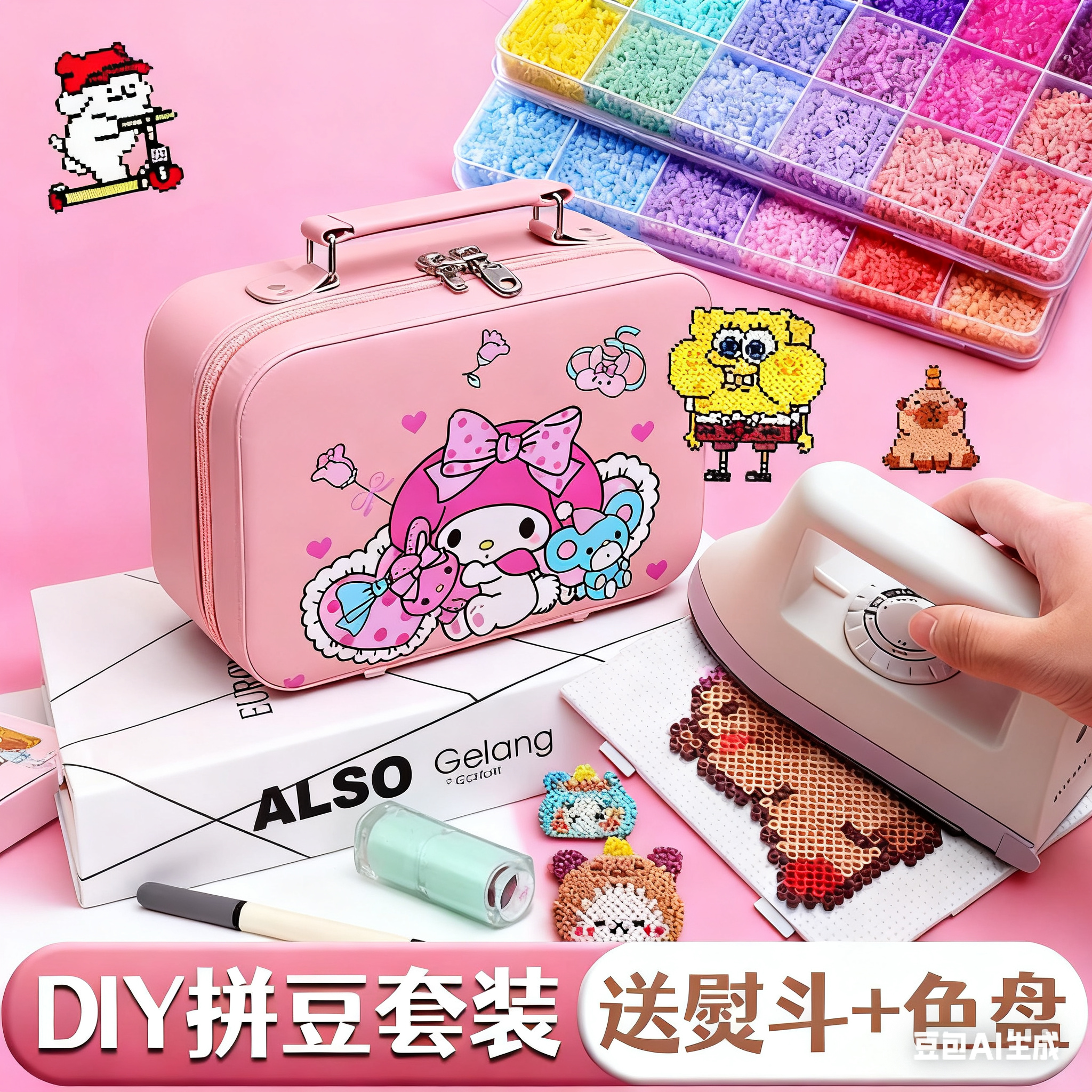 2025新款拼豆手工diy材料包网红爆款女孩子玩具3过家家生日礼物10