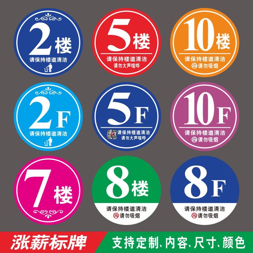 小区写字楼商场楼层号码牌1/2/3/4/5/6/7/8f楼标识贴一楼二楼三楼四楼