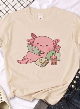 Ajolote Axolotl t shirt women Japanese comic graphic t shirt