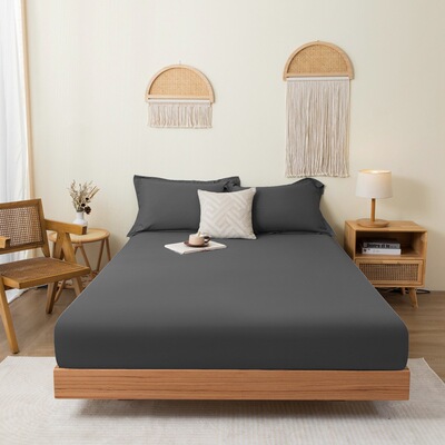 soft bed sheets fitted sheet set Queen 床垫套 纯色床笠床单