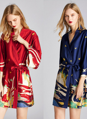 summer nightgown dressing gown printed loose loungewear 睡袍