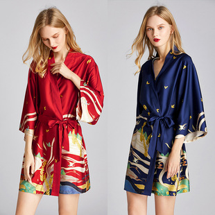 summer nightgown dressing gown printed loose loungewear 睡袍