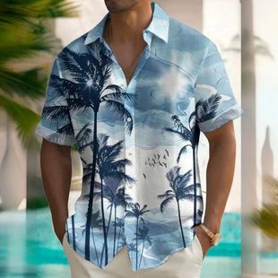 3d Beach Flower Print Hawaiian Shirts 2024 Men's Shirt Summe